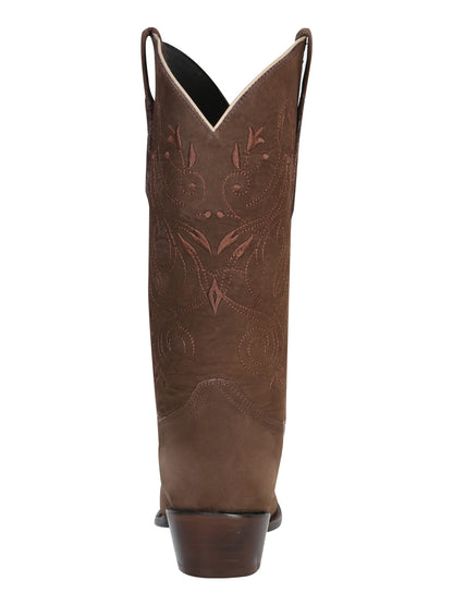 El General Women's Snip Toe Cowboy Boot - Nubuck Camel 34513