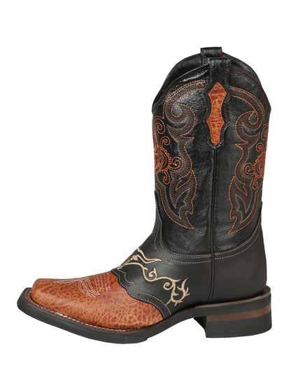 El General Men's Narrow Square Toe Cowboy Boot - Shedron/Chocolate 40667