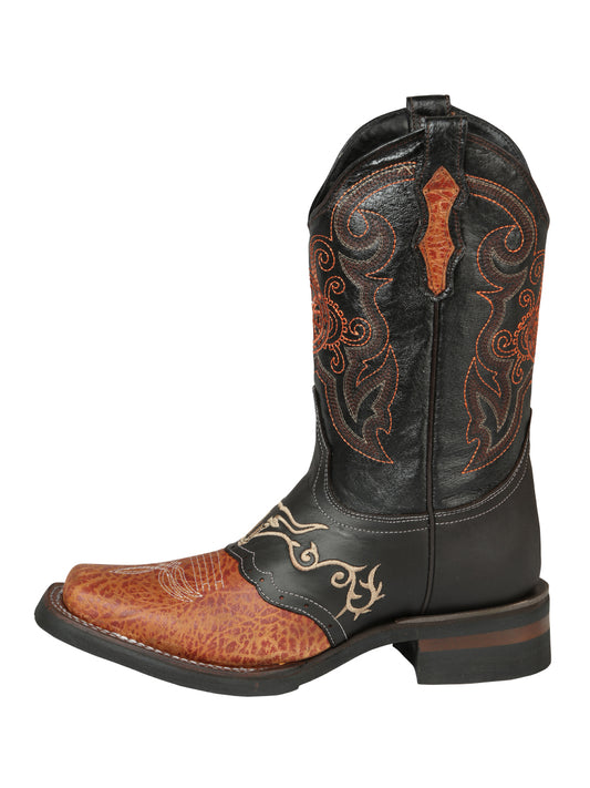 El General Men's Narrow Square Toe Cowboy Boot - Shedron/Chocolate 40667