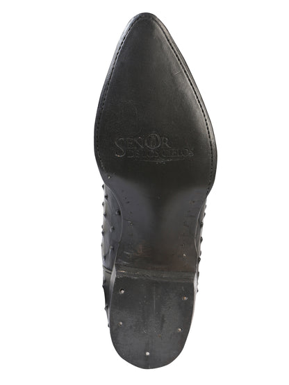 El Señor de los Cielos x El General Men’s Cowboy Boots - Black Ostrich Print 40836