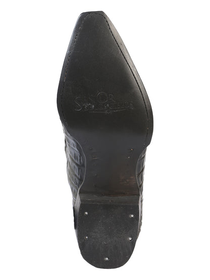 El Senor de los Cielos x El General Men's Cowboy Boot - Black Caiman Print 40854