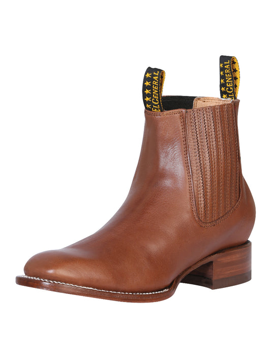 El General Men's Narrow Square Toe Ankle Boots Botin - Leather Privo Nogal 41498