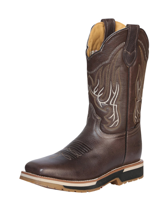 Establo Men’s Square Toe Cowboy Work Boot -  Brown 41539