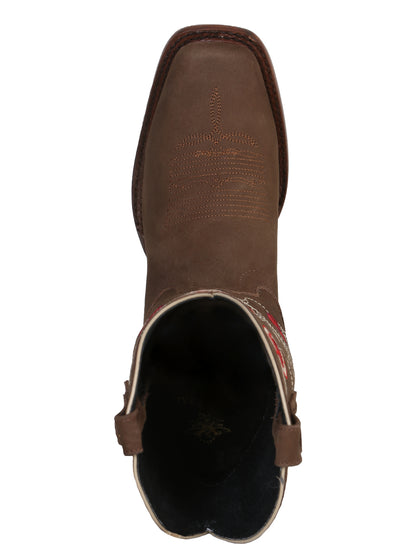 El General Women's Square Toe Cowboy Boot - Nubuck Camel 41784