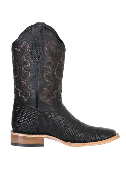 El General Men’s Square Toe Cowboy Boot - Black Lizard Print 41790