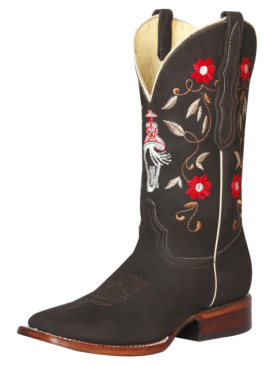 El General Women's Square Toe Cowboy Rodeo Boot - Dark Brown 42974