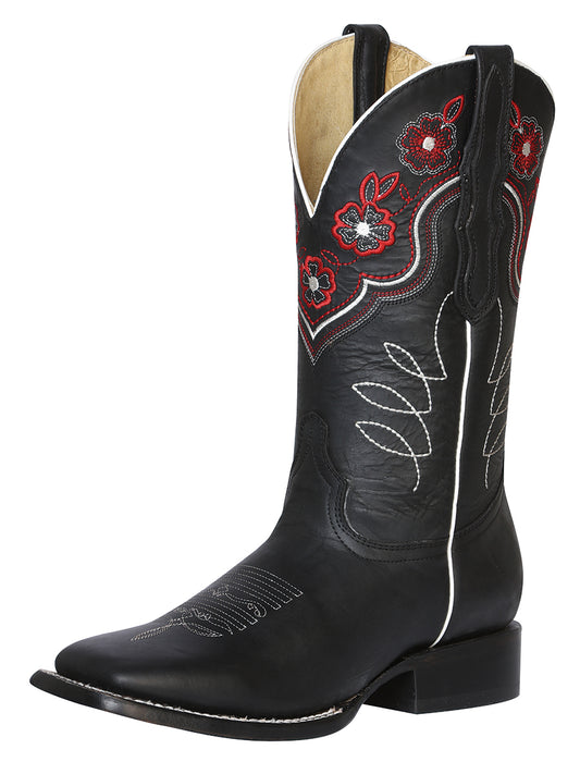 El General Women's Square Toe Cowboy Boot - Black 42977