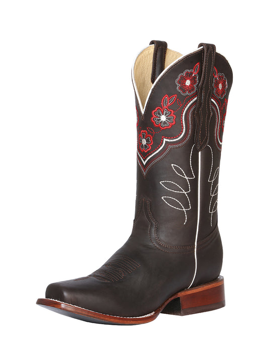 El General Women's Square Toe Cowboy Boot- Dark Chocolate 42981