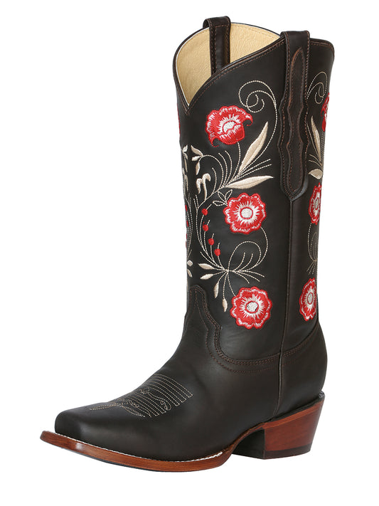El General Women's Square Toe Cowboy Boot- Dark Chocolate 42982