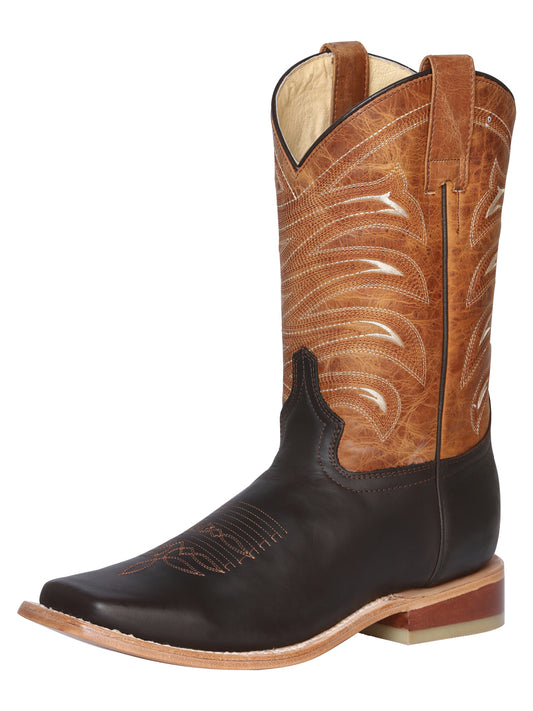 El General Men's Square Toe Cowboy Boot - Crazy Leather - Chocolate 42992