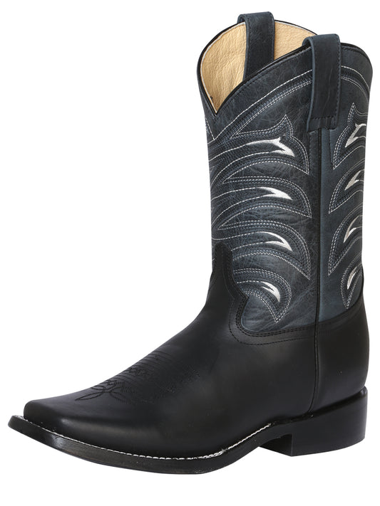 El General Men;s Square Toe Cowboy Boot - Crazy Black 42994