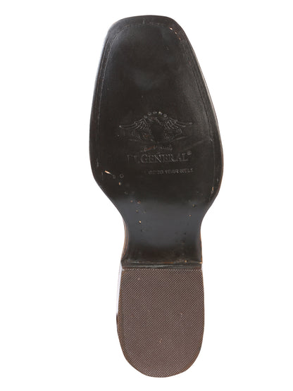 El General Men's Square Toe Cowboy Boot - Crazy - Dark Brown 42996