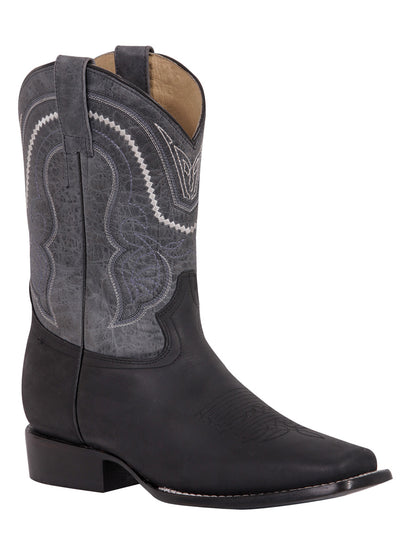 El General Men's Square Toe Cowboy Boot - Crazy - Black 42998