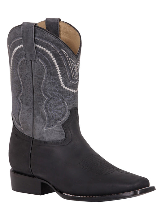 El General Men's Square Toe Cowboy Boot - Crazy - Black 42998