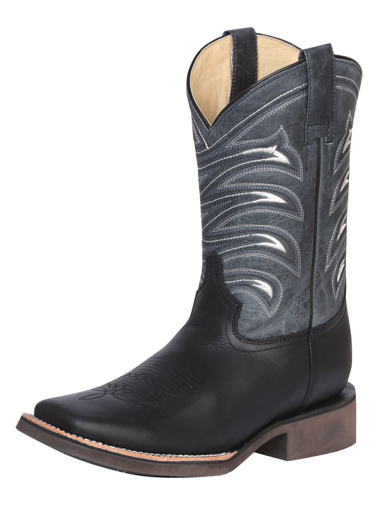 El General Men's Square Toe Cowboy Boot - Crazy Black 43002