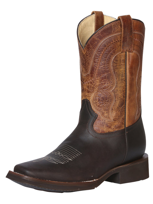 El General Men's Square Toe Cowboy Boot - Crazy Dark Brown 43004