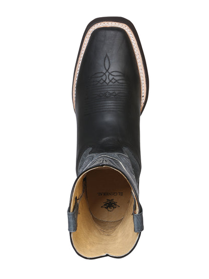 El General Men's Square Toe Cowboy Boot - Crazy  Black 43006