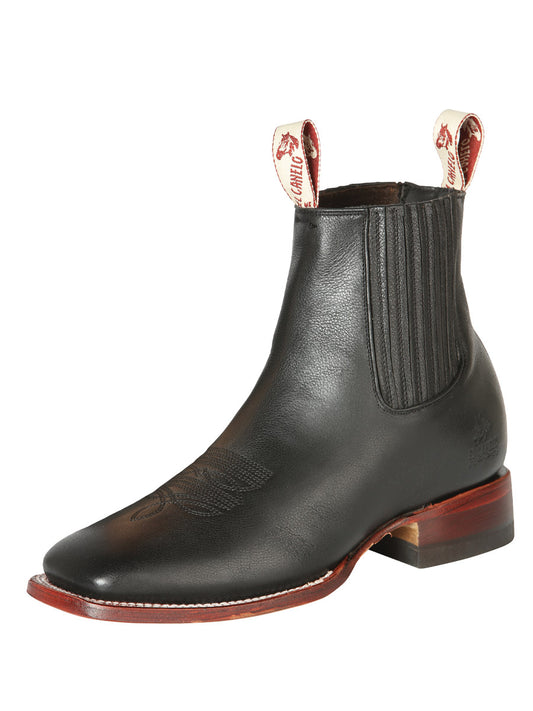 El Canelo Men’s Square Toe Fronterizo Ankle Boots Botin - Ikon Black 44240