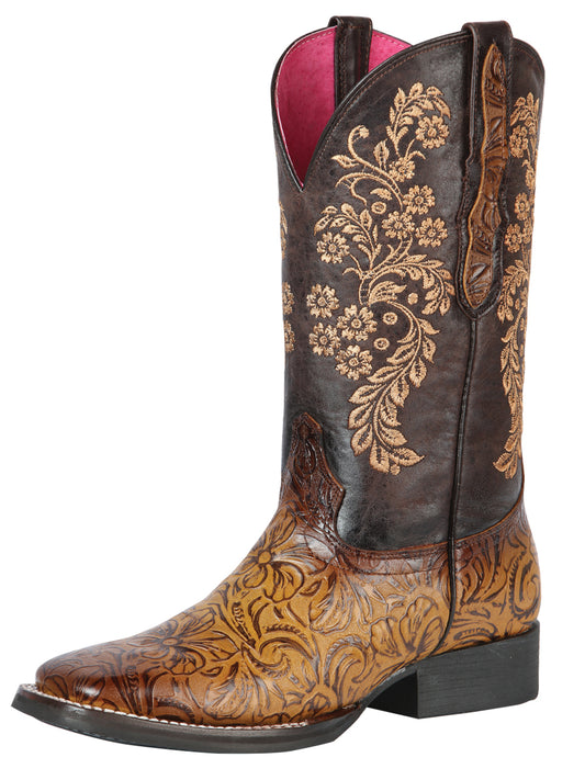 El General Women's Square Toe Cowboy Boot - Printed Orix Aumado 44634