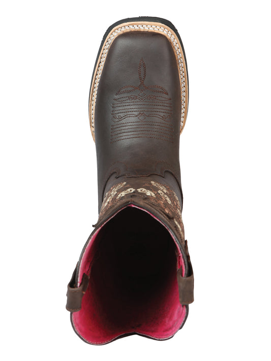 El General Women's Square Toe Cowboy Boot - Brown 44635