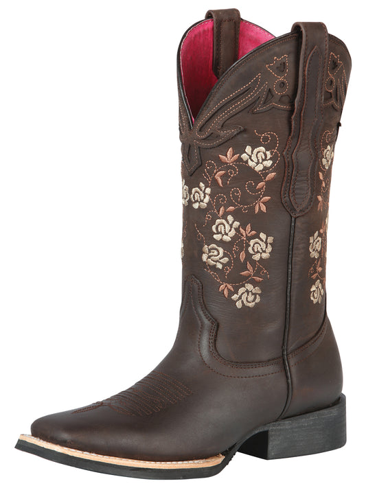 El General Women's Square Toe Cowboy Boot - Brown 44635