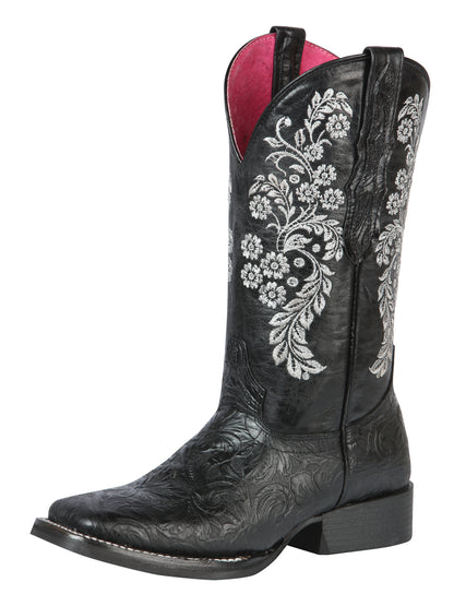 El General Women's Square Toe Cowboy Boot -  Black 44636
