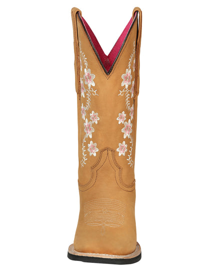 El General Women's Square Toe Cowboy Boot - Nubuck Peach 44644
