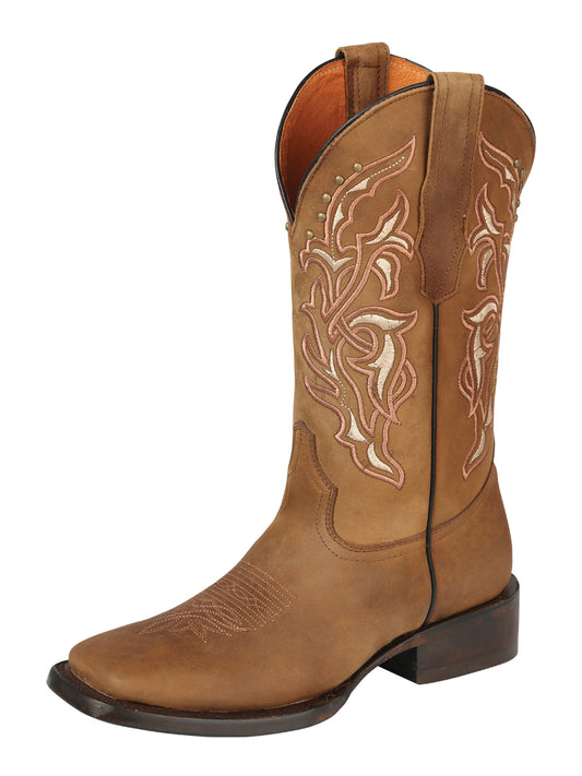 El General Women's Square Toe Cowboy Boot - Alazan Tobacco 44649