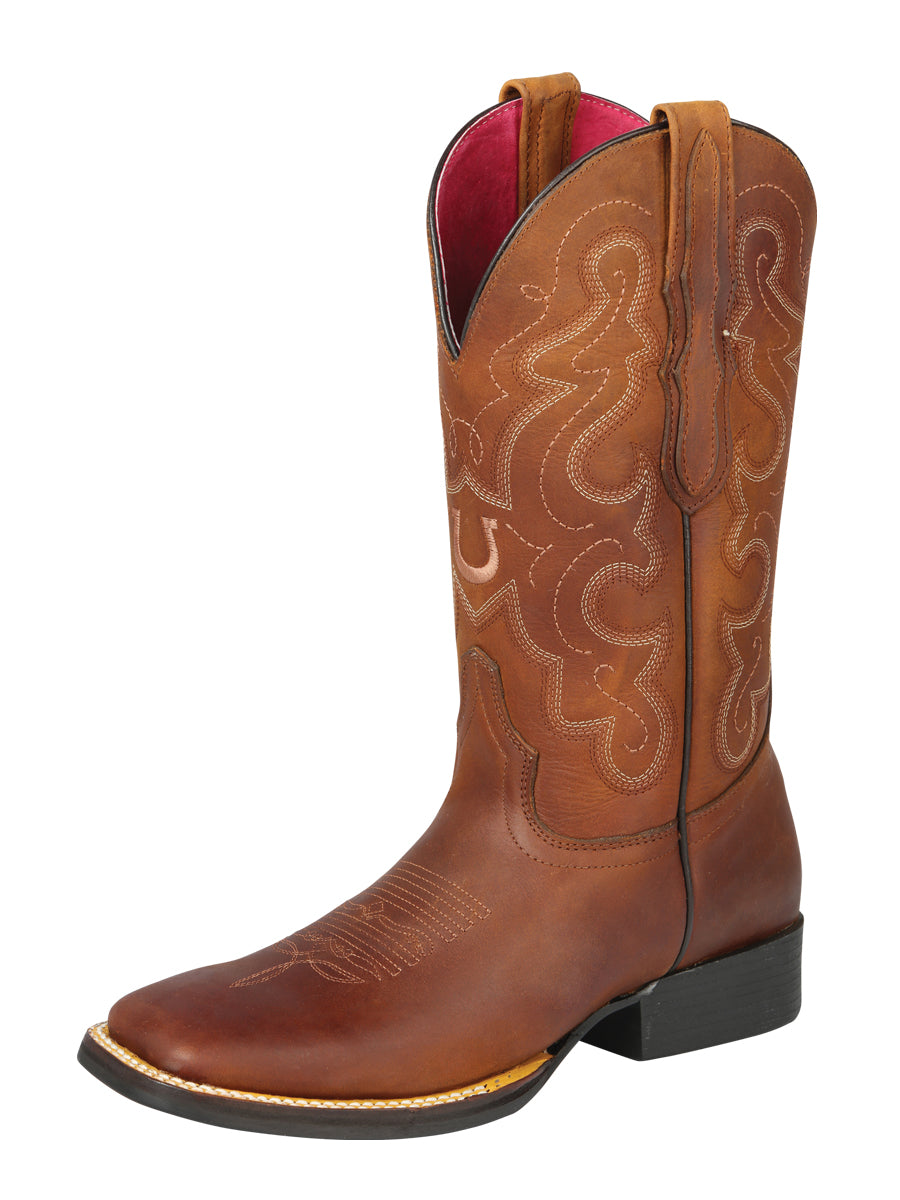 El General Women's Square Toe Cowboy Boot - Kansas Brick 44650
