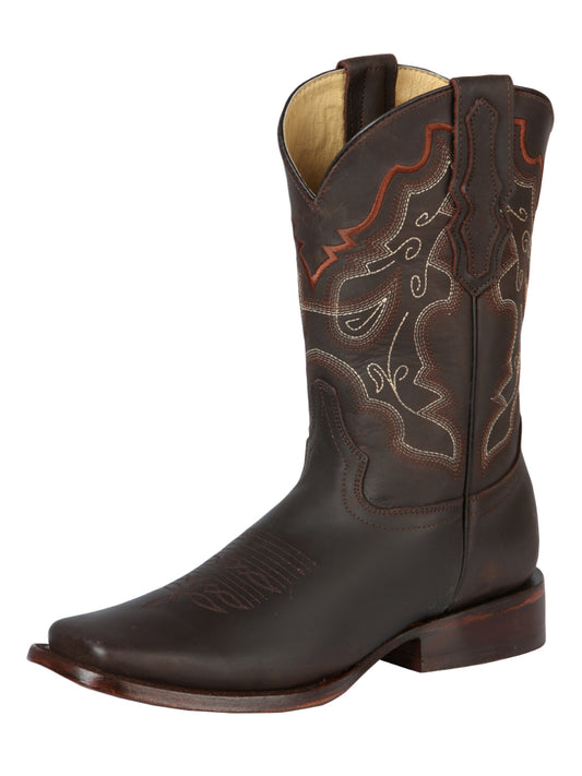 El General Men's Square Toe Cowboy Boot - Crazy - Brown 44656