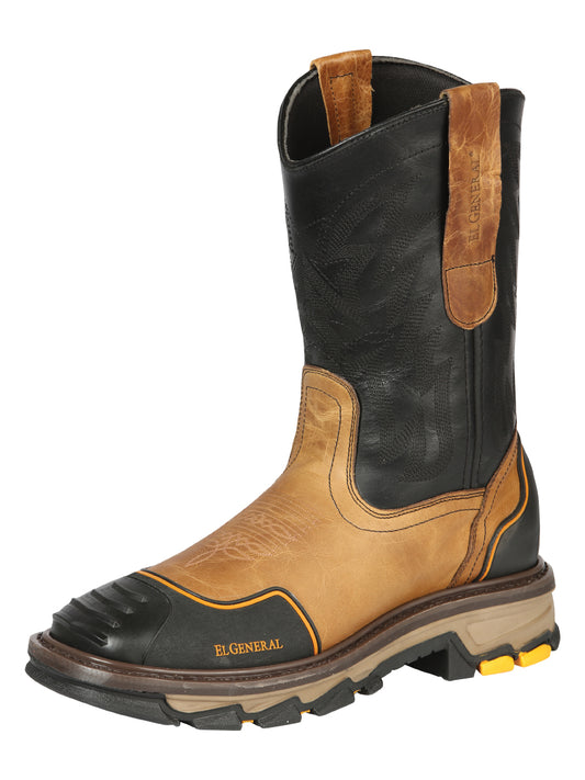El General Men’s Square Toe Work Boot- Crazy Leather - Mantequilla 44686