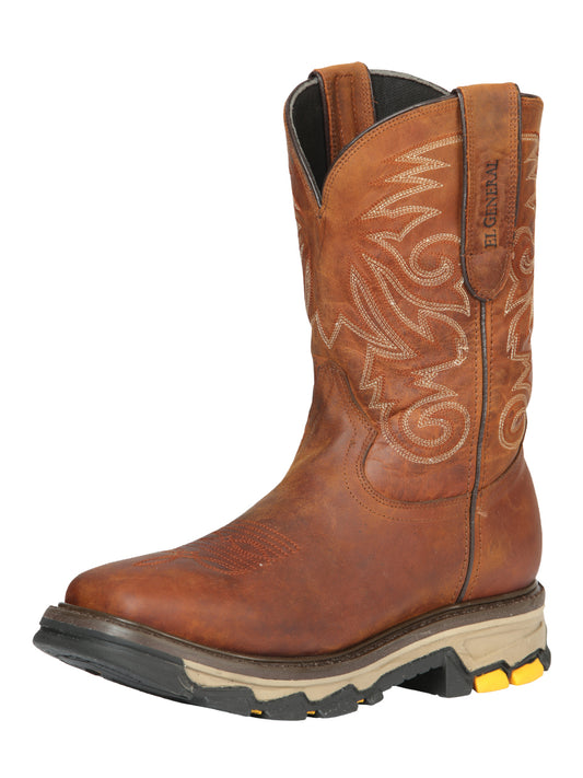 El General Men’s Square Toe Work Boot  - Leather Whisky 44695