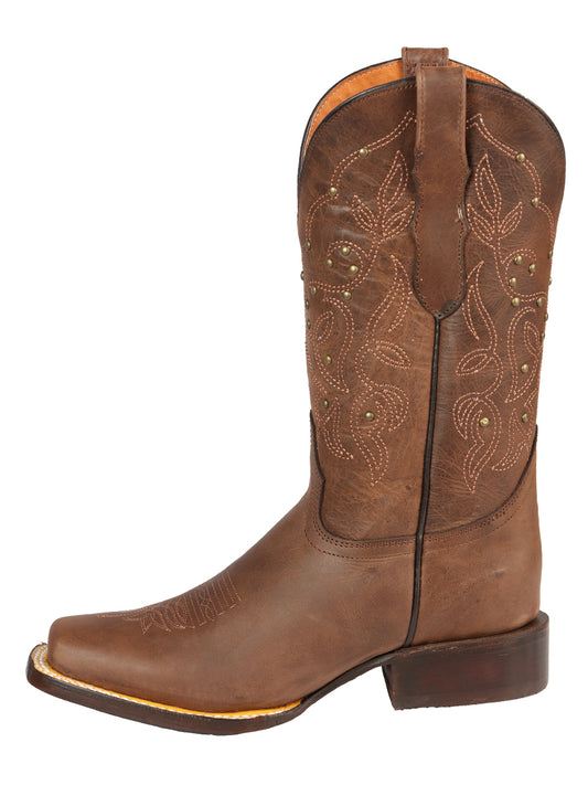 El General Women’s Square Toe Cowboy Boot  - Alazan Brown 44853