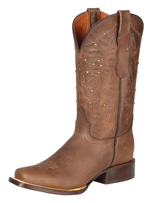 El General Women’s Square Toe Cowboy Boot  - Alazan Brown 44853