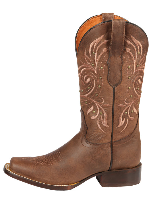 El General Women’s Narrow Square Toe Cowboy Boot  - Alazan Brown 44854