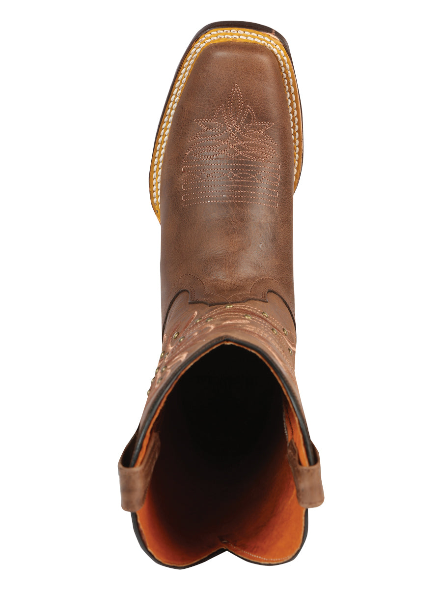 El General Women’s Narrow Square Toe Cowboy Boot  - Alazan Brown 44854
