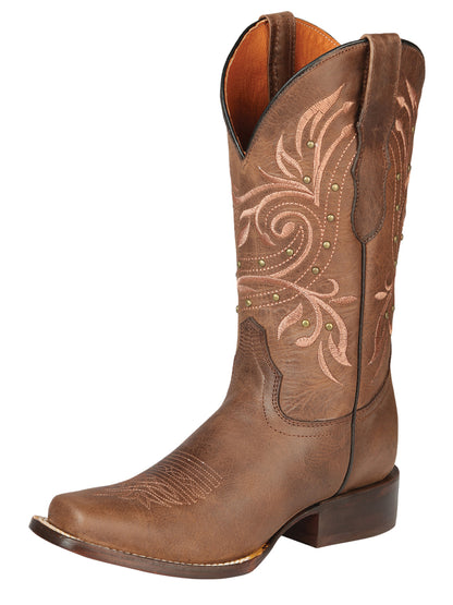 El General Women’s Narrow Square Toe Cowboy Boot  - Alazan Brown 44854