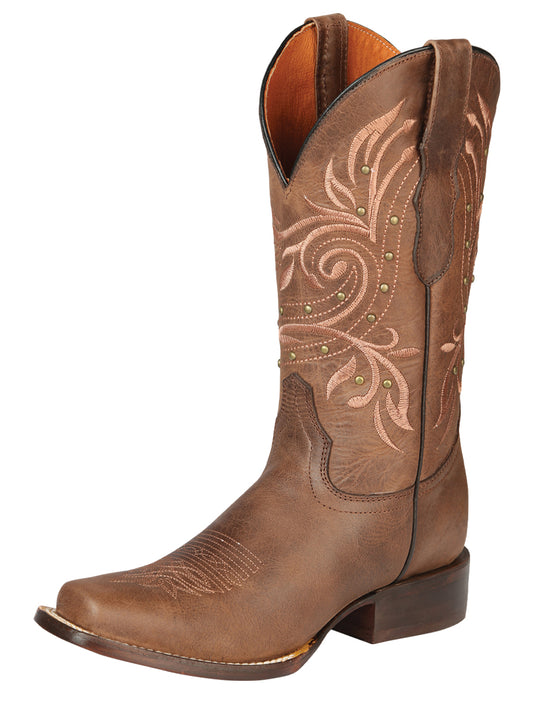 El General Women’s Narrow Square Toe Cowboy Boot  - Alazan Brown 44854