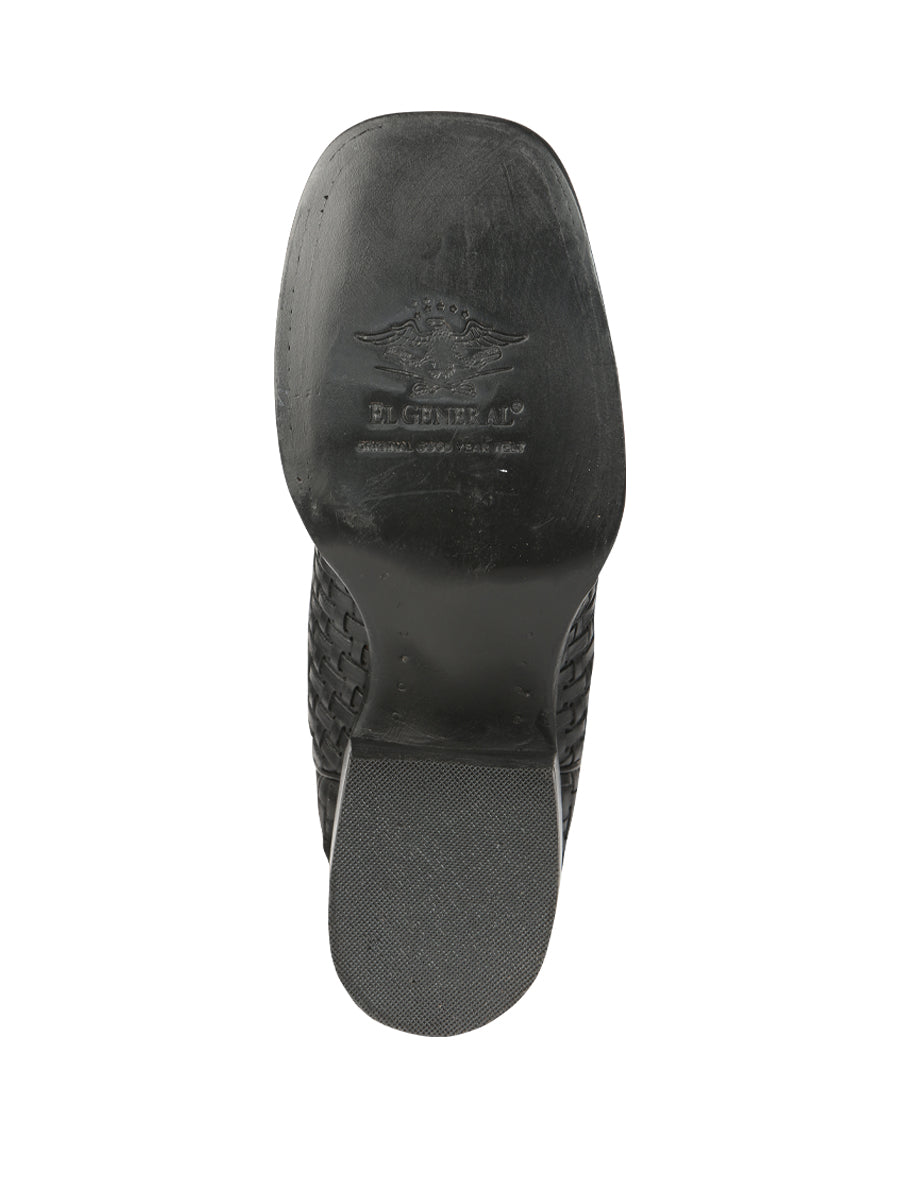 El General Women’s Square Toe Cowboy Boots Petatillo/Woven Pattern - Black 44856