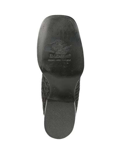 El General Women’s Square Toe Cowboy Boots Petatillo/Woven Pattern - Black 44856