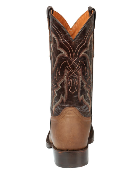 El General Men’s Wide Square Toe Cowboy Boots - Tobacco Brown 44859