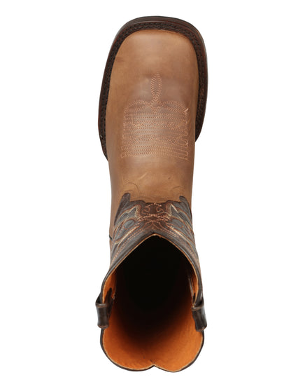 El General Men’s Wide Square Toe Cowboy Boots - Tobacco Brown 44859