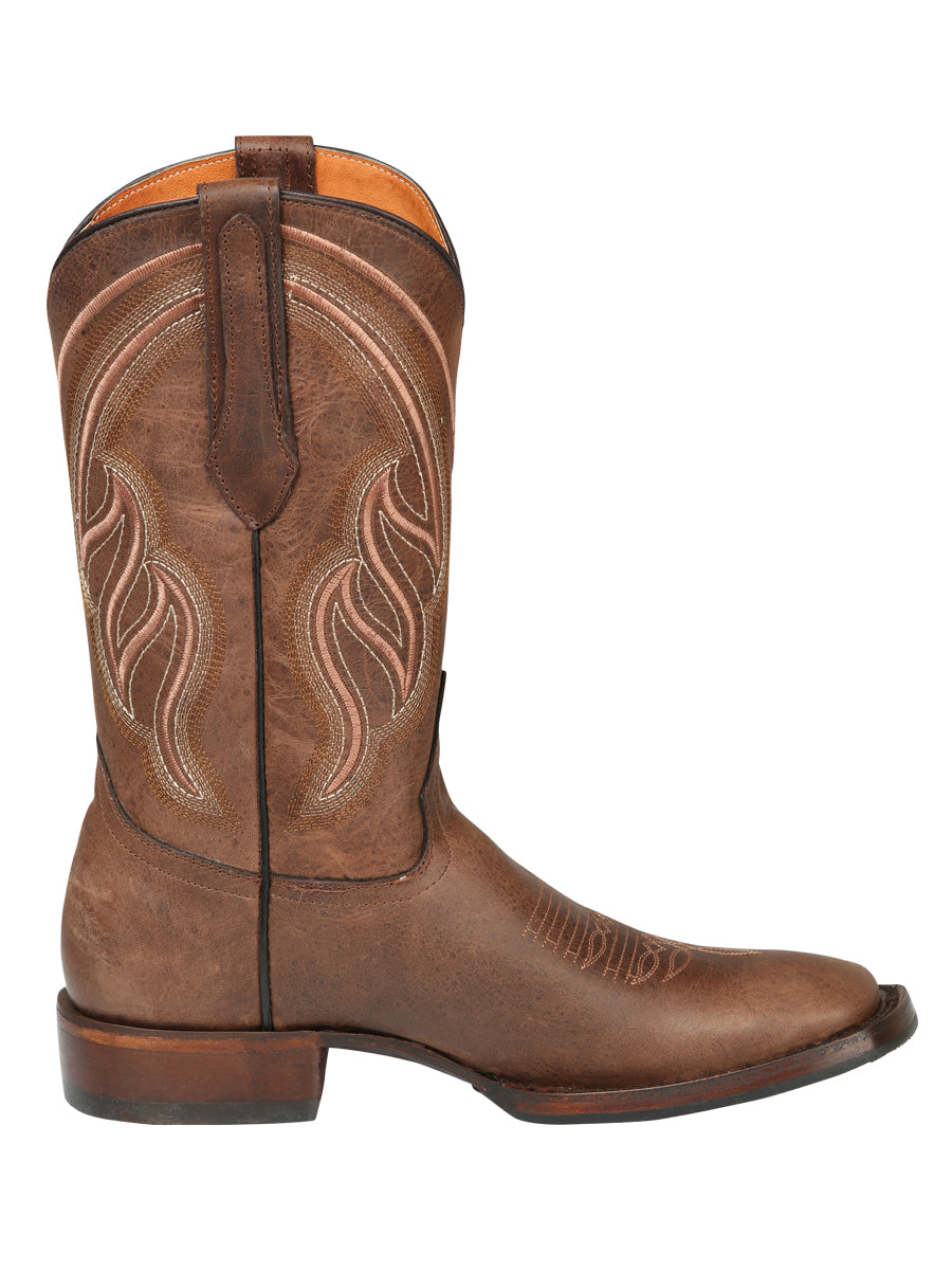 El General Men’s Wide Square Toe Cowboy Boots - Alazán Brown 44860