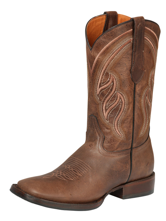 El General Men’s Wide Square Toe Cowboy Boots - Alazán Brown 44860