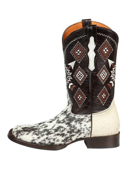 El General Men’s Wide Square Toe Cowboy Boot -  Cowhide Leather Brown 44862