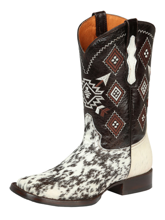 El General Men’s Wide Square Toe Cowboy Boot -  Cowhide Leather Brown 44862