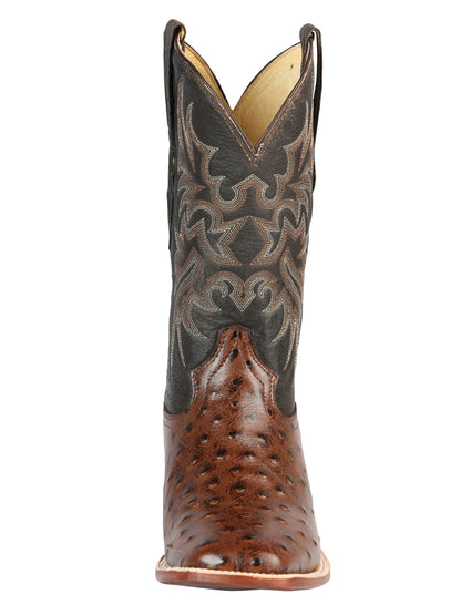 El Señor de los Cielos x El General Men’s Square Toe Cowboy Boot - Ostrich Print - Brown 44934