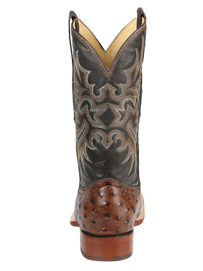 El Señor de los Cielos x El General Men’s Square Toe Cowboy Boot - Ostrich Print - Brown 44934