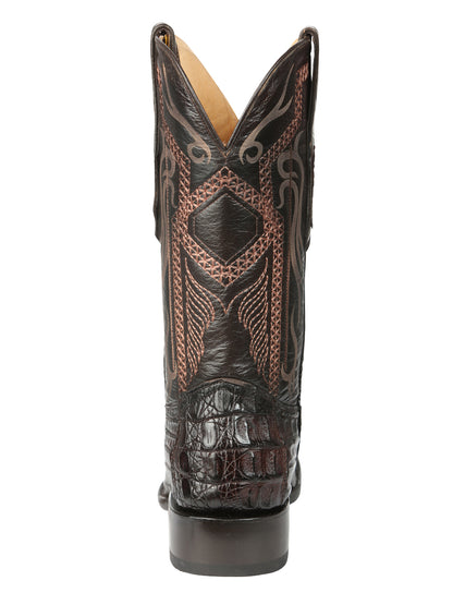 El General Men's Exotic Caiman Hornback Cowboy Boot -Versace Toe - Brown 45082