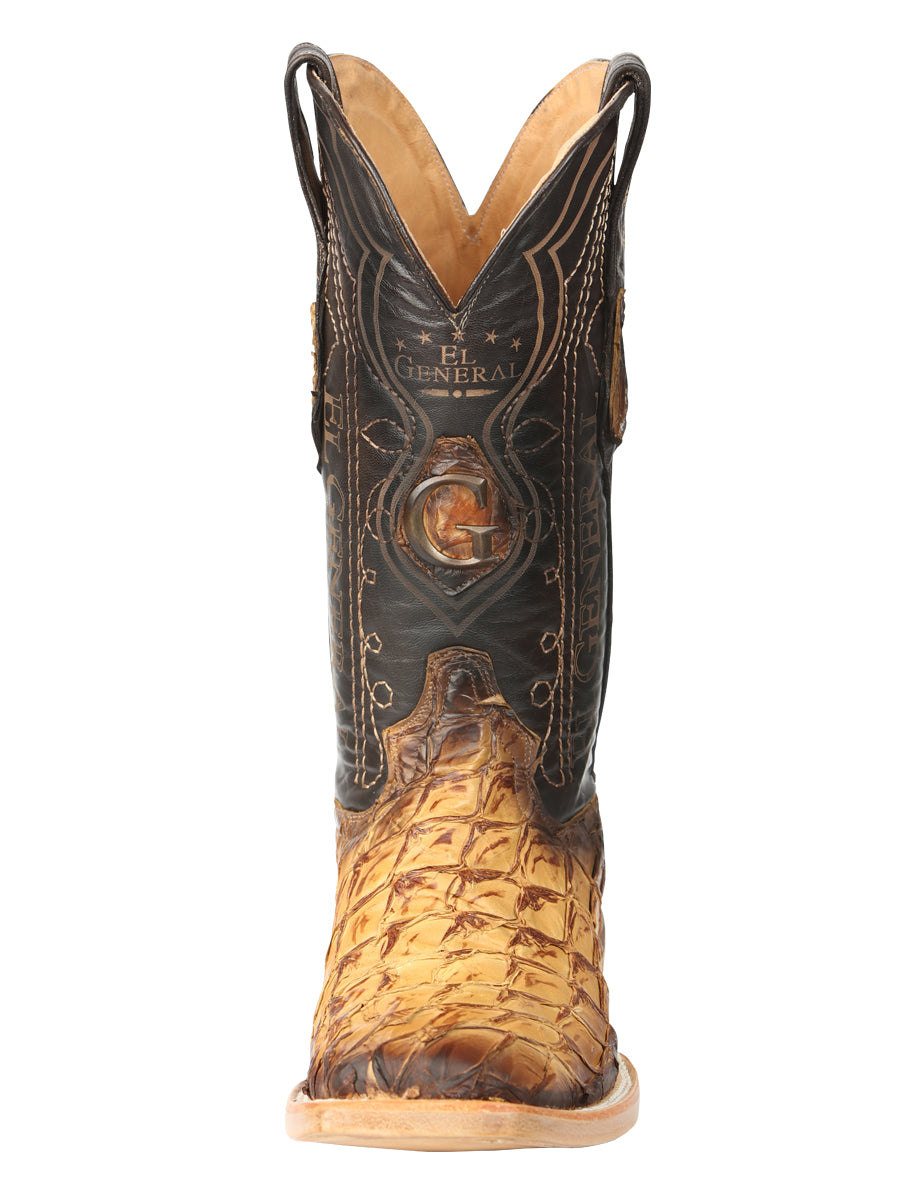 El General Men's Square Toe Exotic Pirarucu Monster Fish Cowboy Boots - Orix 45086